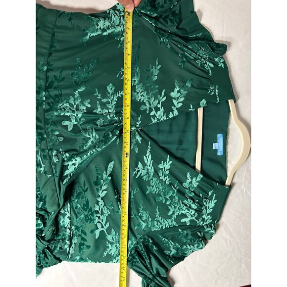 Draper James RSVP Burned Velvet Emerald Green Midi Wrap around Dress Size XL - Picture 6 of 14